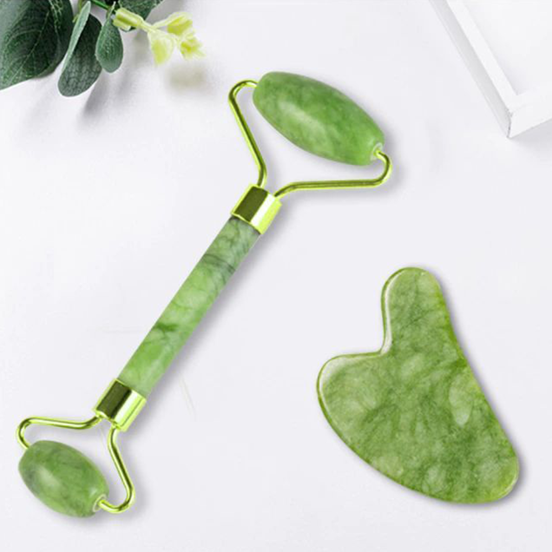 Loveliness - Pack Of Jade Face Roller & Gua Sha