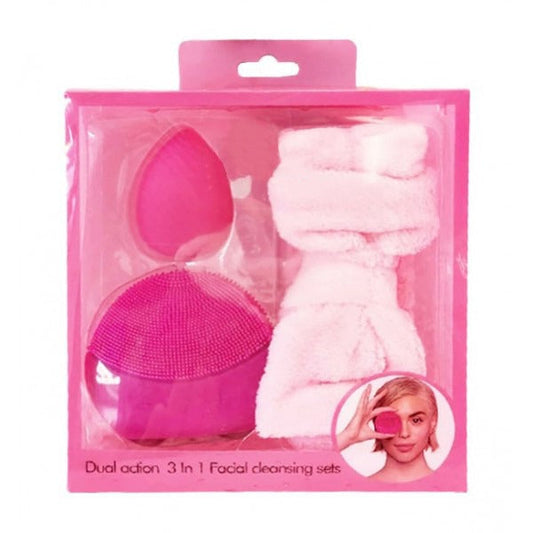 Loveliness- Dual Action 3 In 1 Facial Cleansing Set - Pink